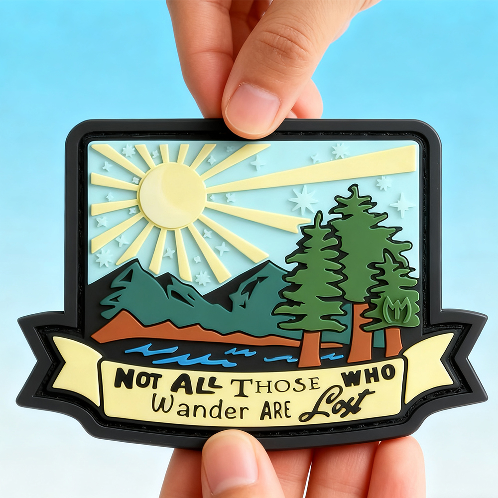 Outdoor Color PVC Patch Not All Those Who Wander Are Lost Vibrant Quote Badge for Backpacks and Jackets