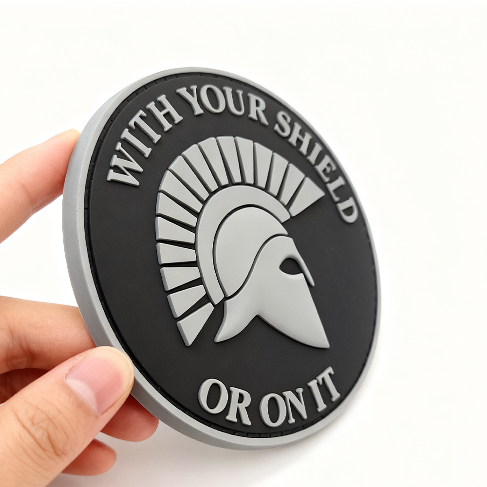 Spartan With Your Shield or On It Rubber Patch PVC Warrior Theme Emblem for Backpacks Jackets and Gear