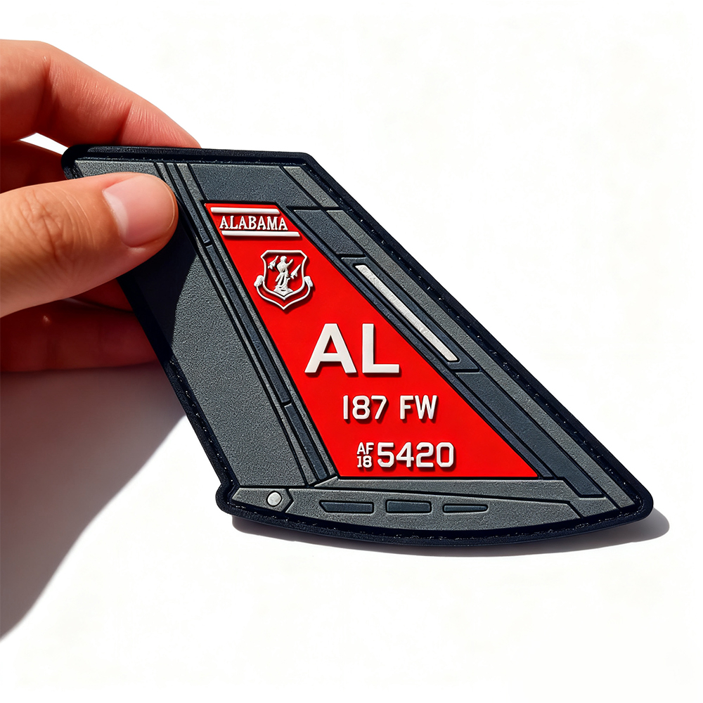 Custom F-35 Lightning II Red Tail Patch 3D Soft PVC Fighter Jet Emblem Durable Waterproof Logo Badge