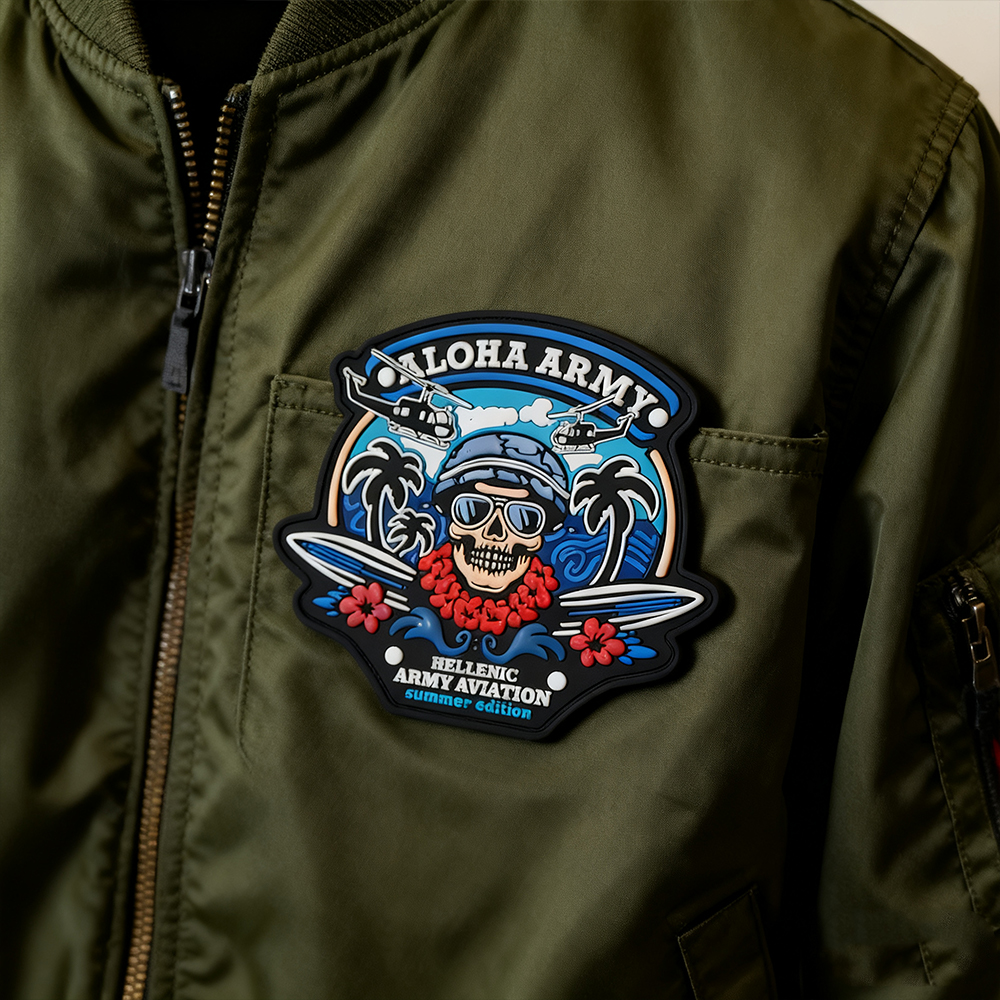 Personalized Greek Aviation PVC Rubber Patch 3D Embossed Soft Label Custom Design for Jackets Bags and Gear