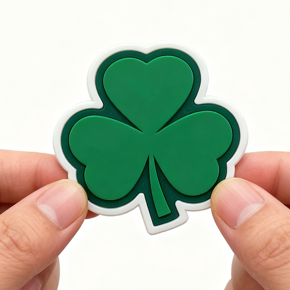 Mini Shamrock PVC Patch Small Irish Clover Rubber Badge for Backpacks Jackets Hats and Everyday Gear
