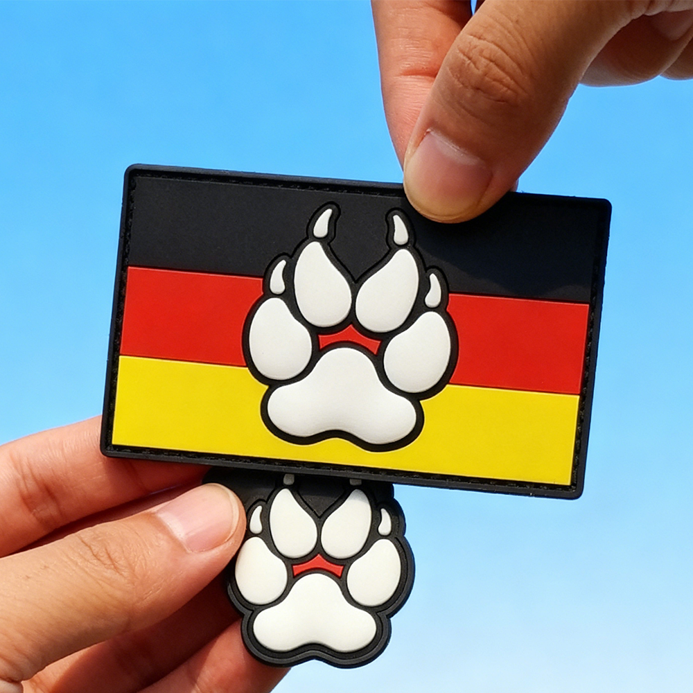 K9 Handler Dog Paw Flag PVC Patch Durable Rubber Emblem for Backpacks Jackets Hats and Outdoor Gear