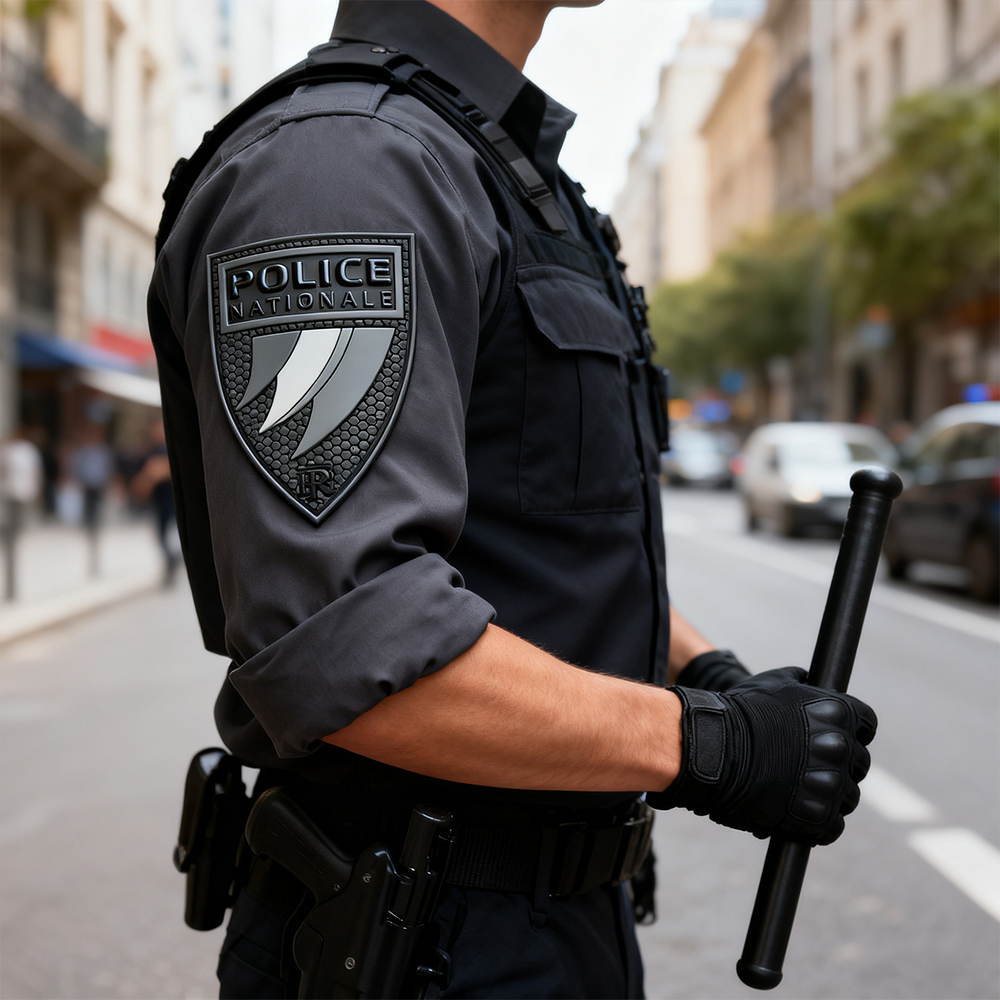 Custom 3D PVC French Style Grey Patch Soft Rubber Emblem Badge with Hook and Loop Backing for Uniform and Outdoor Gear