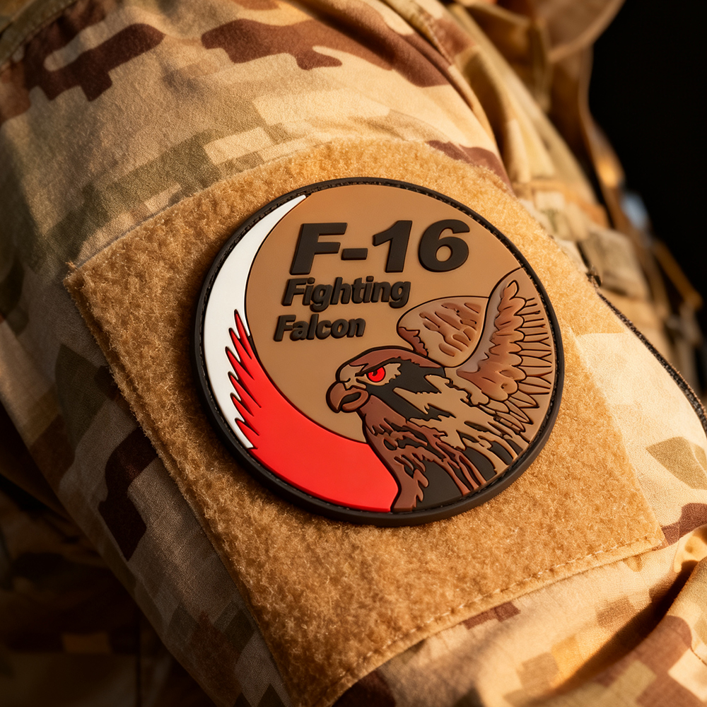 Custom Bahrain F-16 Falcon 3D PVC Patch | Soft Rubber Flight Squadron Emblem for Jackets & Bags