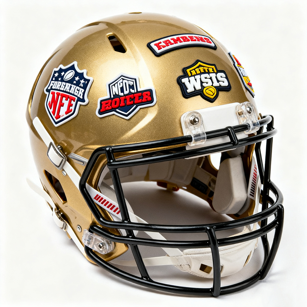 3D Soft PVC Bumper Factory Baseball Football Softball 3D Front Back Bumper PVC Decals Sticker PVC Logo Helmet