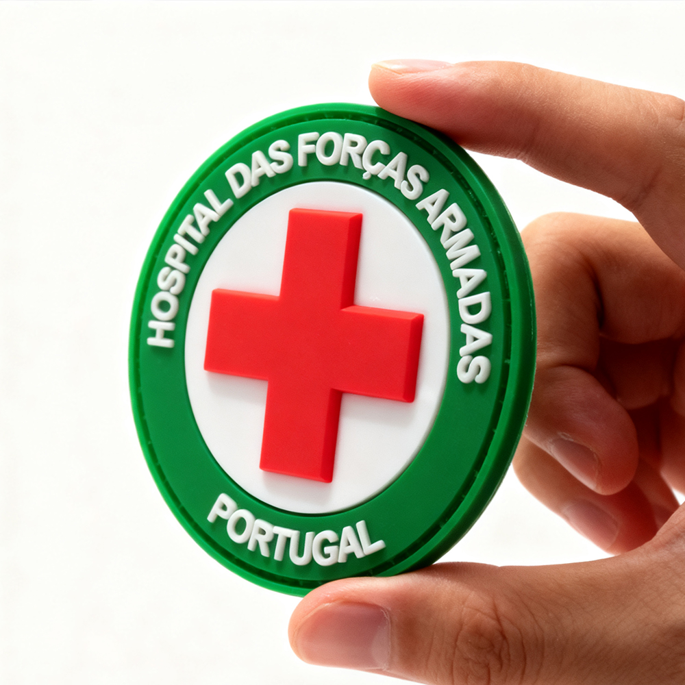 Custom Brazilian Armed Forces Hospital PVC Patch 3D Soft Rubber Badge with Hook and Loop Backing