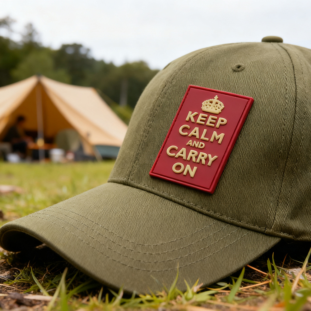 3D PVC “Keep Calm and Carry On” Morale Patch – Premium Rubber Badge for Tactical Gear & Outdoor Wear