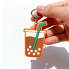 Custom Logo High Quality 3d Rubber Cartoon Coffee Milk Tea Cup Charms Soft Pvc Key Chain Personalized Key Ring Custom Keychain