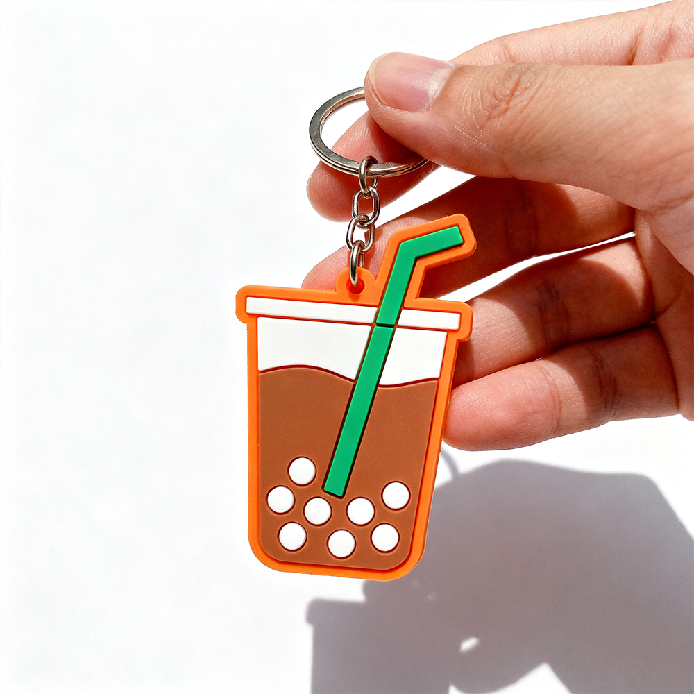 Custom Logo High Quality 3d Rubber Cartoon Coffee Milk Tea Cup Charms Soft Pvc Key Chain Personalized Key Ring Custom Keychain