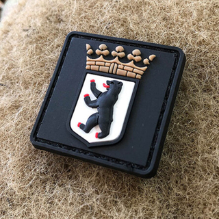 Custom Berliner Bear PVC Patch 3D Soft Rubber Embossed Logo Badge for Clothing Bags and Accessories