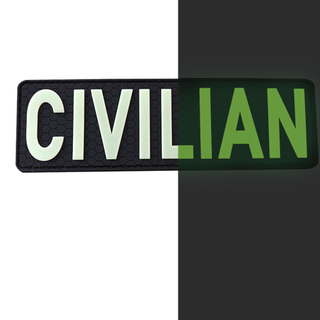 Custom CIVILIAN Patch Glow in the Dark 3D Soft PVC Rubber Patch Night Reflective Emblem Badge for Jackets Bags and Hats