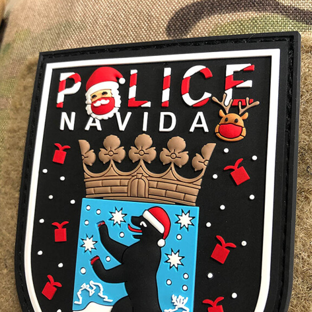 Christmas Berlin Bear 3D PVC Rubber Patch Germany Holiday Edition Custom Soft PVC Badge with Hook and Loop Backing