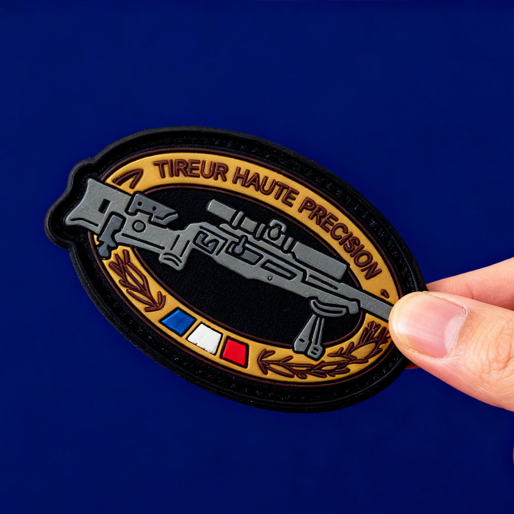 Custom French High Precision Shooter PVC Patch Soft Rubber Badge for Jackets Backpacks Outdoor Gear