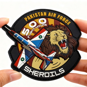 Custom Pakistan Aviation Division PVC Patch Factory Direct 3D Soft Rubber Logo Badge with Hook Loop Backing