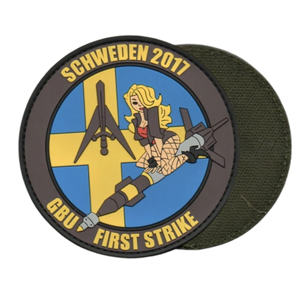 Custom Eco-Friendly German Aviation Unit PVC Patch 3D Soft Rubber Flying Wings Badge Hook Loop for Jackets Bags Uniforms