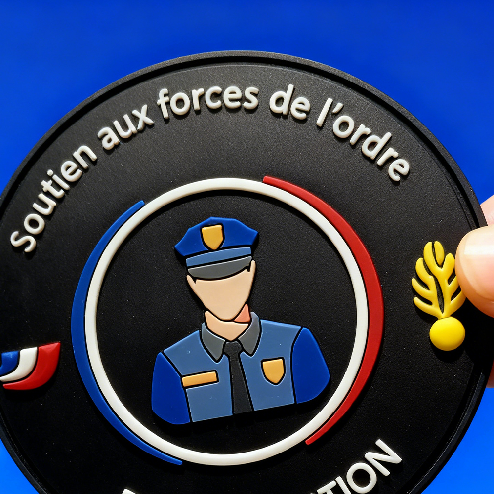 French police Emblem PVC Patch with Tricolor Shield Design