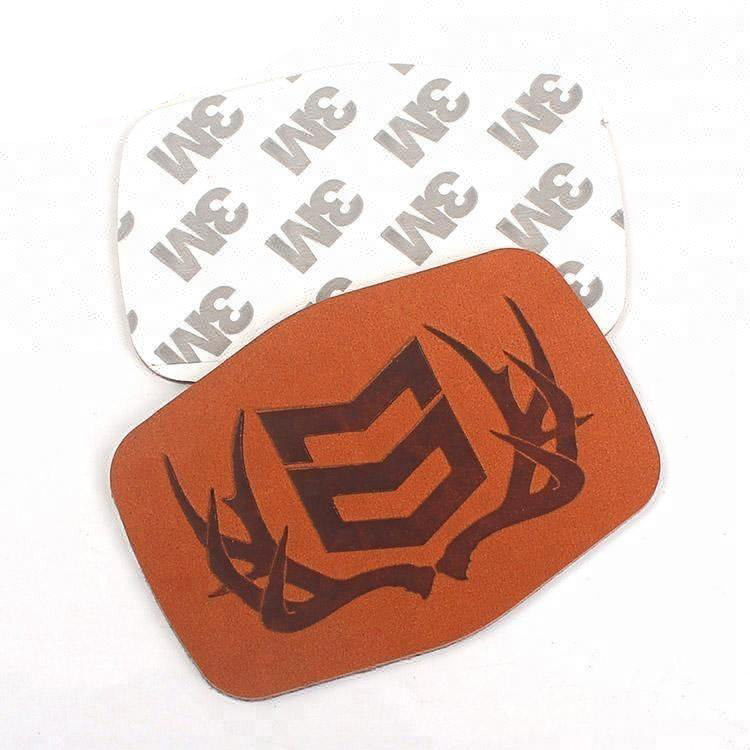 Personalized Design Custom Hot Stamping Logo Genuine Leather Jacket Patches with Adhesive Backing