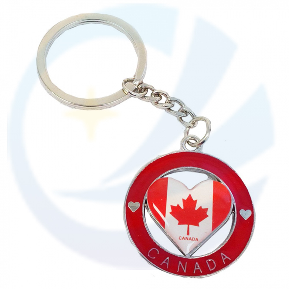 Custom Canada Flag Keychain Metal Enamel Keychain