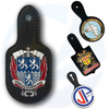 Custom Top Quality Metal Embossed Metal Leather Badge for Uniform Badge with Leather Fob