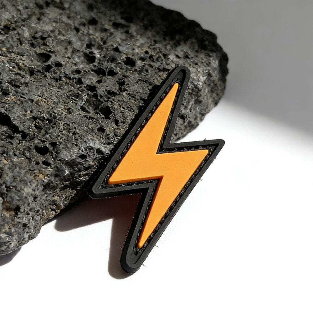 3D PVC Rubber Applique Patch With Hook,Lightning Stickers Badges Tactical Patches For Backpack,Hat,Armband