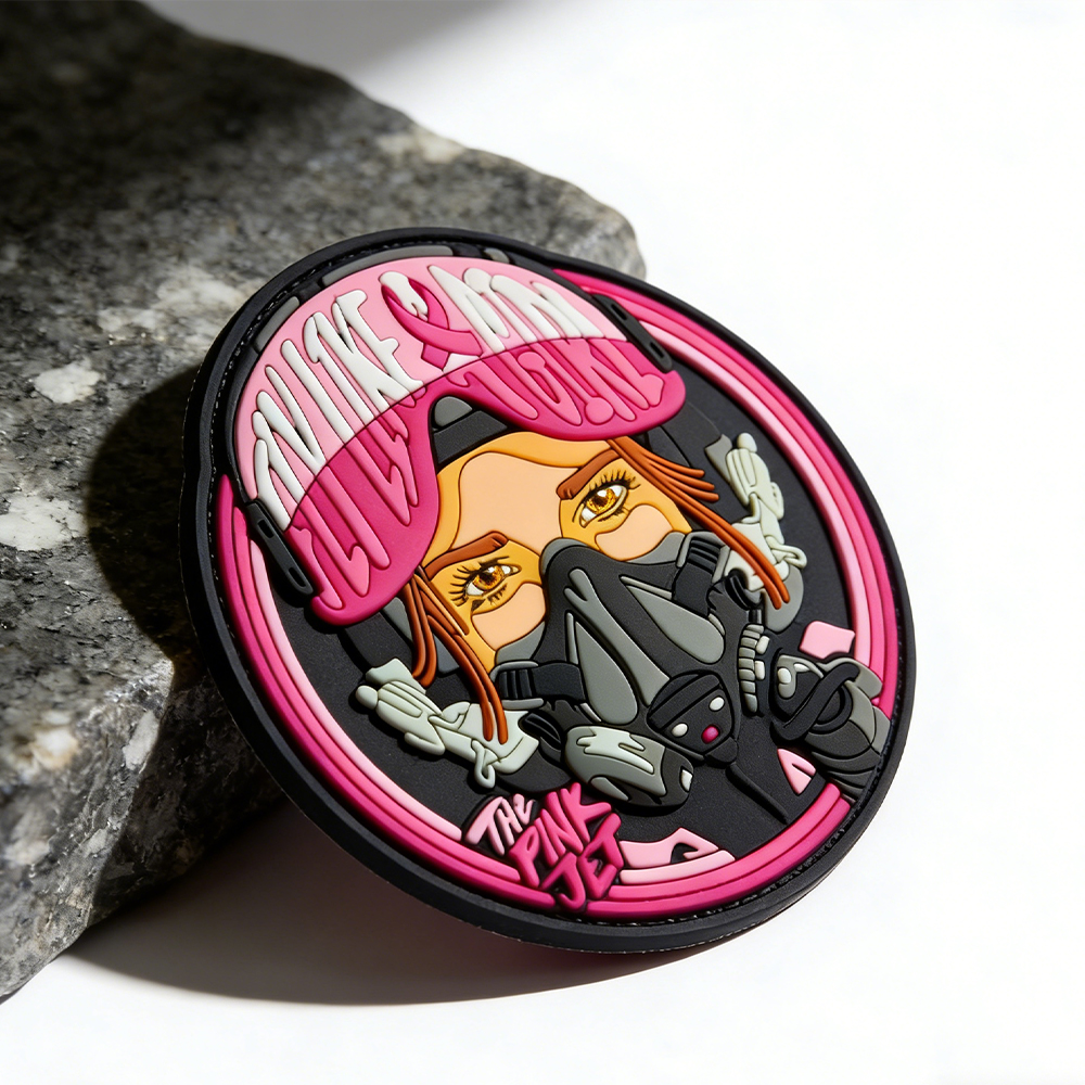 USA Breast Cancer Awareness Month PVC Patch Custom Pink Ribbon Soft Rubber Patch for Clothing Bags Accessories Support Gifts