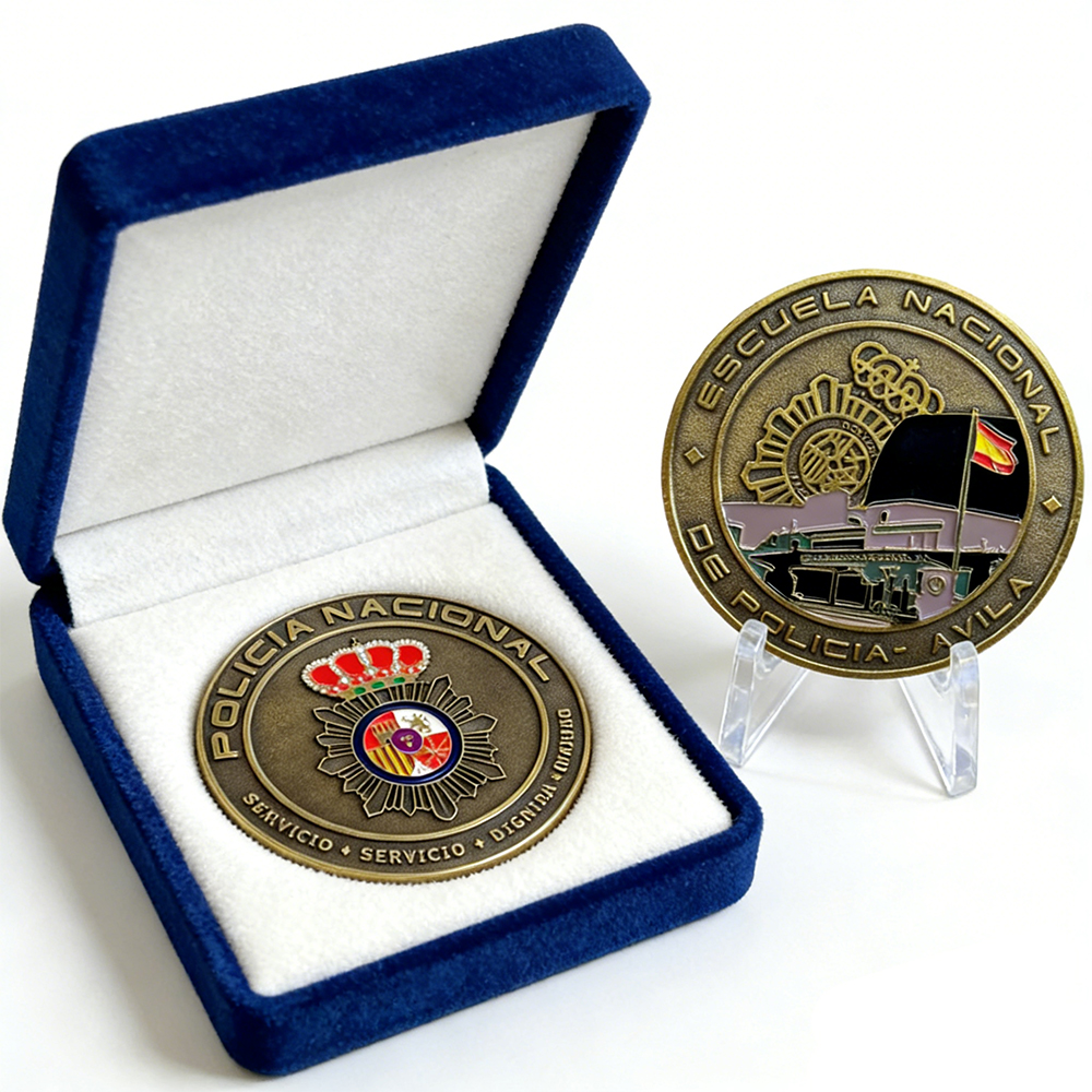 Custom Spain Military Police Commemorative Challenge Coin Zinc Alloy Enamel OEM