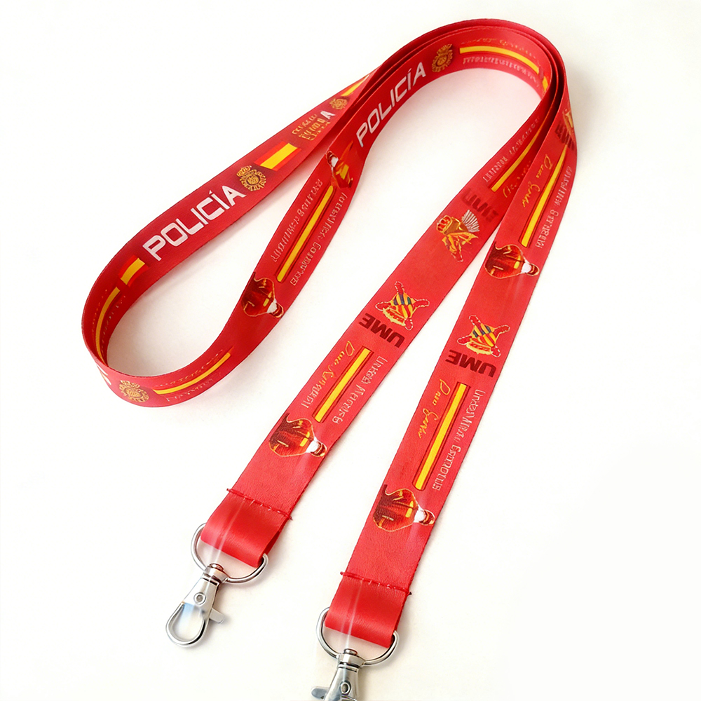 Spanish National Police Custom Lanyard with Logo for ID Card and Keychain Uniform Use