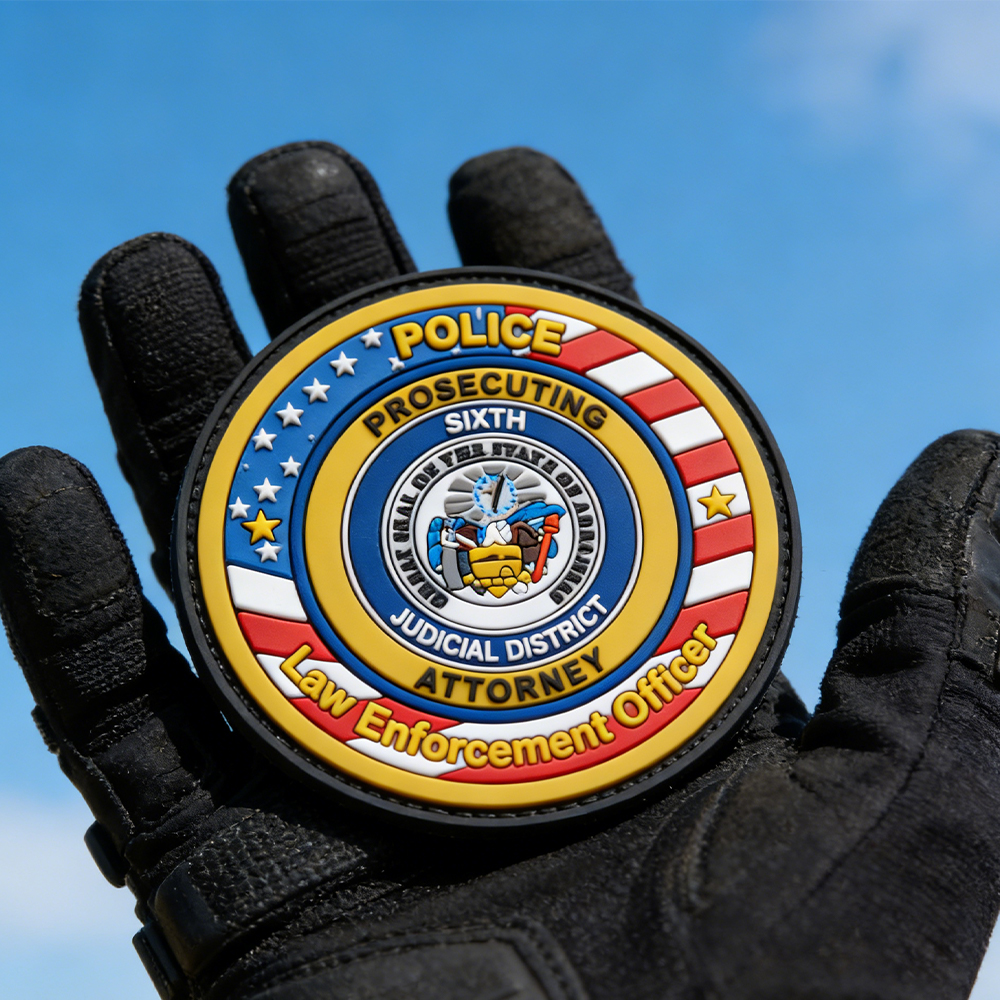 United States Circular PVC Patch Custom Law Theme Emblem Durable Soft Rubber Patch for Jackets Bags Collectibles