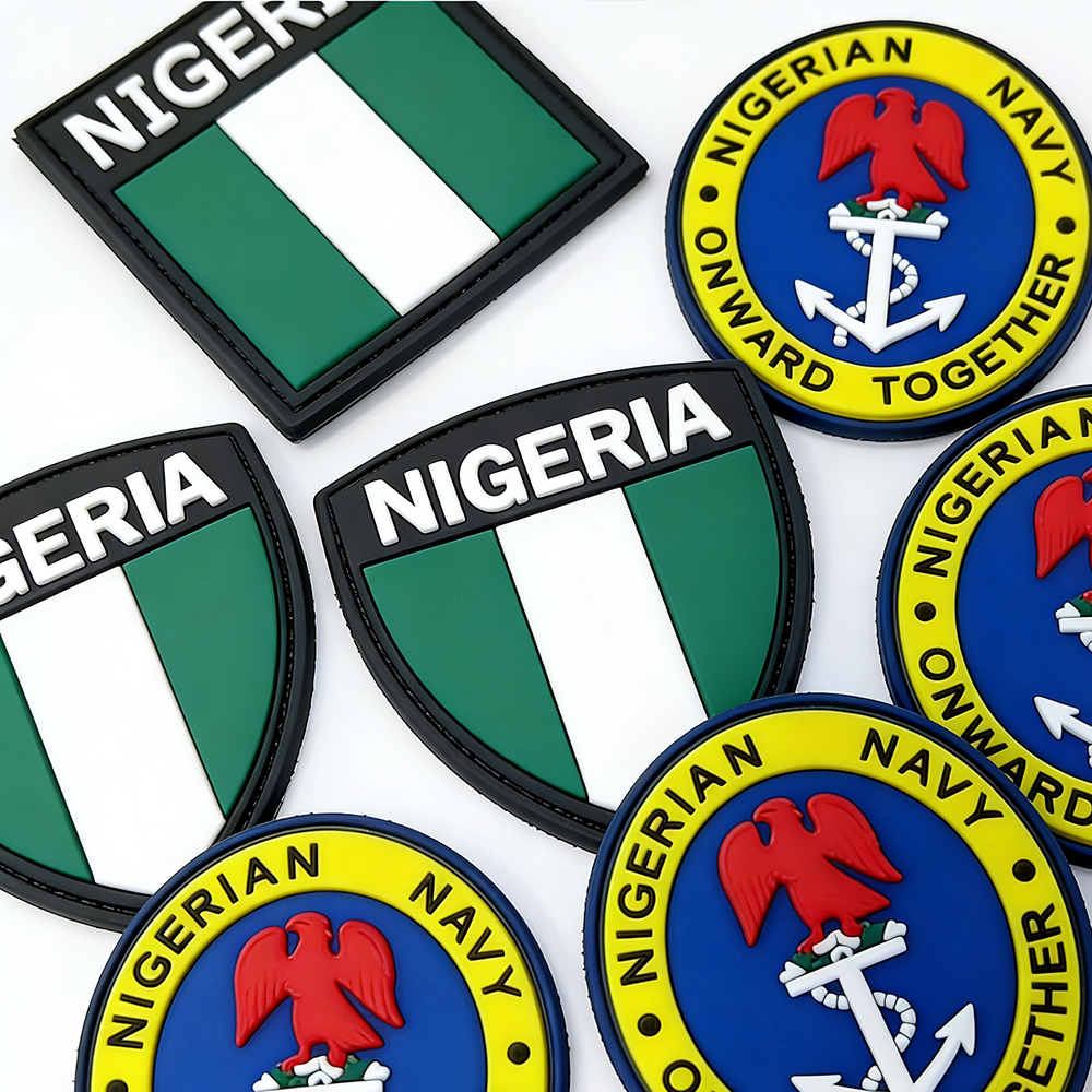 Custom Logo 3D Heat Press Transfer Transparent Silicone Beanie Custom NIGERIA PVC Soft Rubber Patches Labels with Velcro