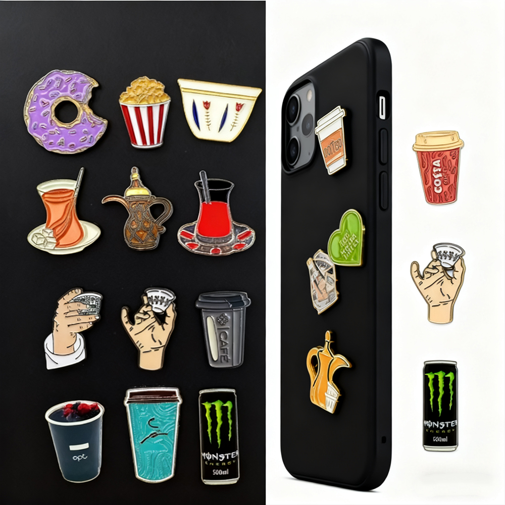 Custom Phone Sticker Metal Badges MATCHA Metal Lapel Pin for Mobile Phone