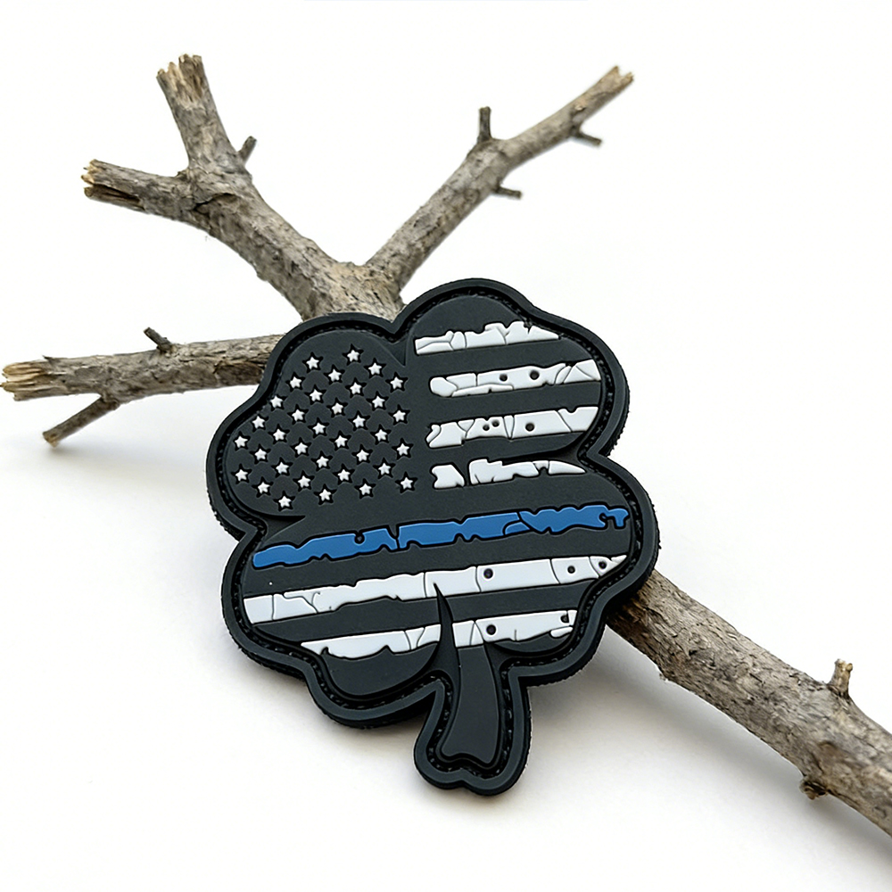 Lucky Four Leaf Clover PVC Patch Custom Soft Rubber Clover Emblem Durable PVC Patch for Bags Jackets Hats and Accessories