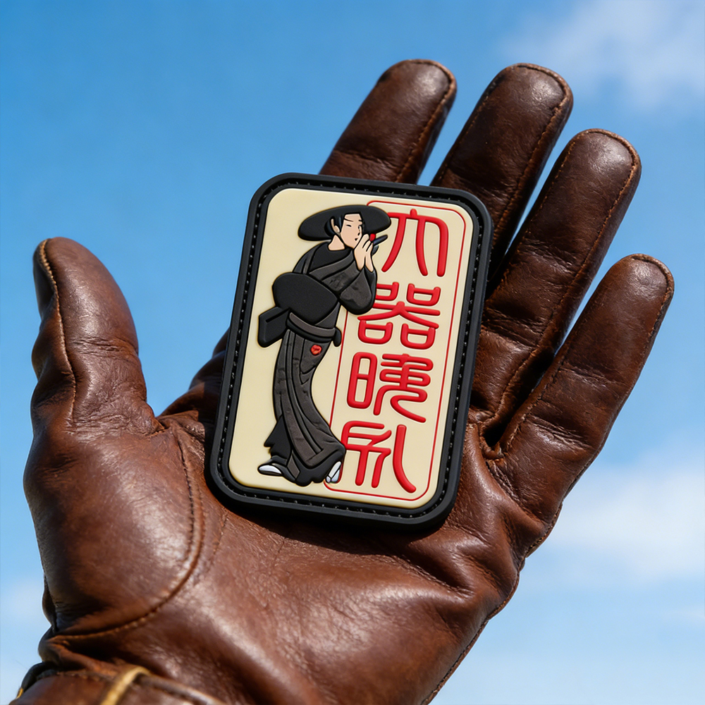 PVC Morale Patch with Camo Geishas Japanese Inspired Design Hook and Loop Backing Limited Production 3 x 2 Inch Patch