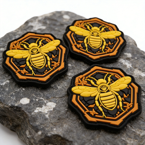 Bee-yond Hexagon 3D Rubber PVC Patch Unique Honeycomb Bee Inspired 3D Patch with Detailed Texture for Accessories and Gifts