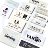 Factory Price Private Woven Damask Satin Brand Tags Custom Logo Tag Etiquette Personalise Vetement Woven Label For Clothes Print