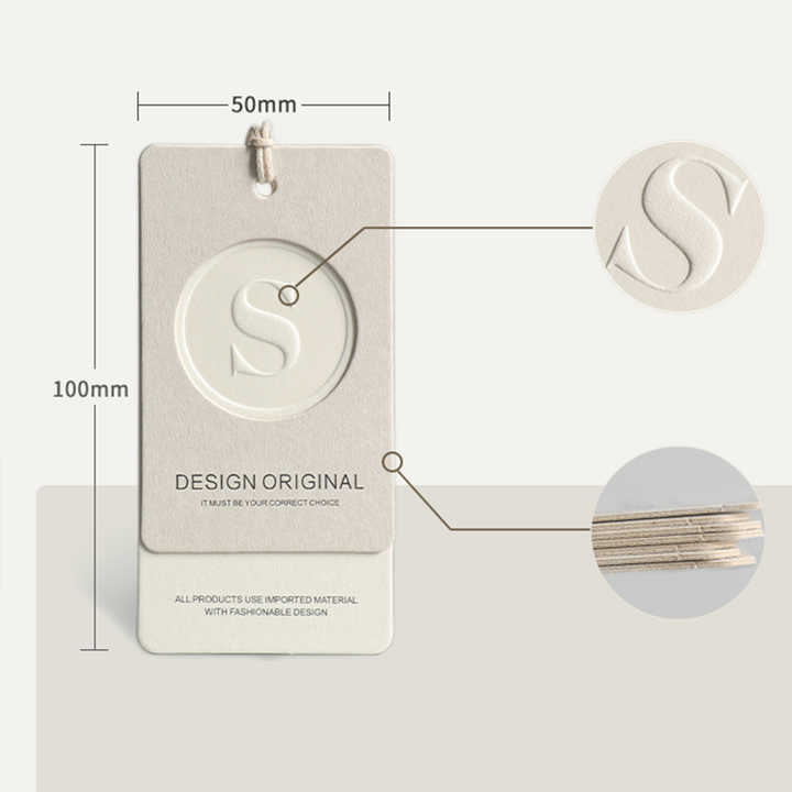 Luxury Custom Logo Green Recyclable Paper Hang Tags for Garments for T-Shirts Jackets Jeans Shoes Printed Techniques