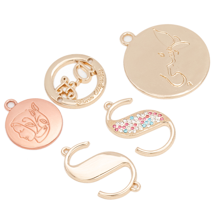 Garment accessories brand logo bag gold embossed tag metal tag plate plant label metal gold custom metal logo label