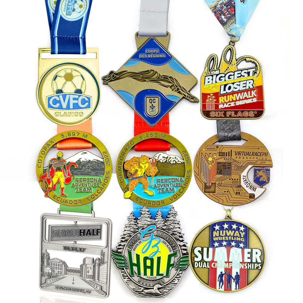 Customized Metal Marathon Sports Award Medallion Soccer Trophy Gold Medal