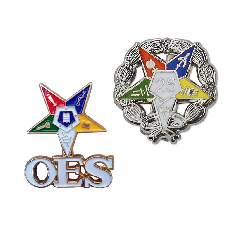 custom masonic Order of the Eastern Star badge lapel pins