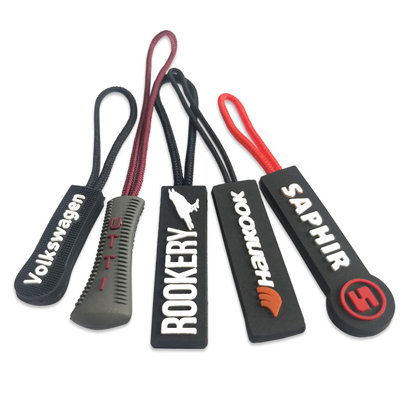 Custom Logo Zipper Pull Head & Silicone Soft PVC Zip Rubber Cute Fashion Professional Design Multiple Styles Zipper Pulls
