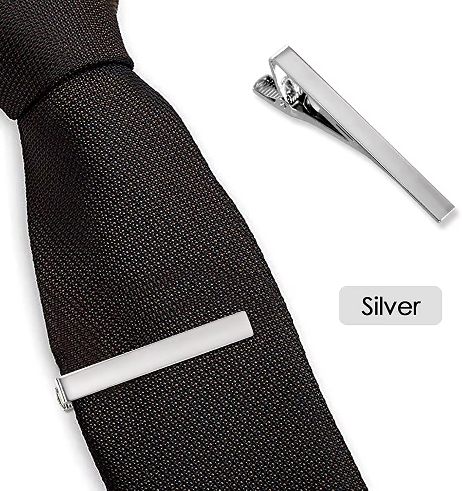 Wholesale Factory Set Clasp Custom Logo Gold Black Silver Metal Tie Bar Pin Blank Men Necktie Shirt Blank Tie Clips