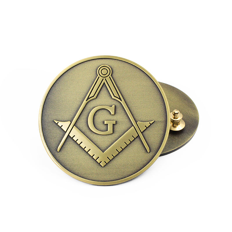 Wholesale Gift Design Logo Masonic Car Sticker Emblems Accessories Freemason Badge Brooch Enamel Custom Metal Badges Masonic Pin