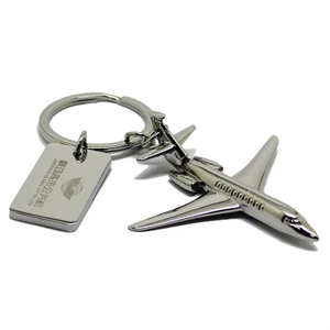 Custom Logo Zinc Alloy Metal Engraved 3D Airplane Key Chain