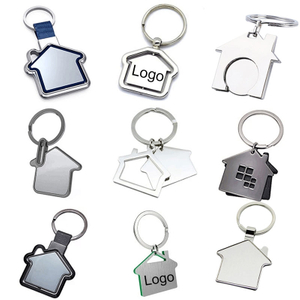 Personalized Souvenir Realtor Design Engraved Logo Stainless Steel Real Estate Home Keyring Metal Custom House Shaped Keychain