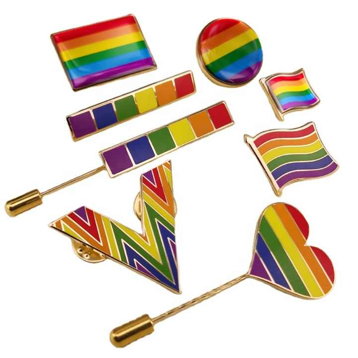 Cheap Customization Hot Sale Rainbow Flag Gay Fashion Unique Metal Badges For Gift