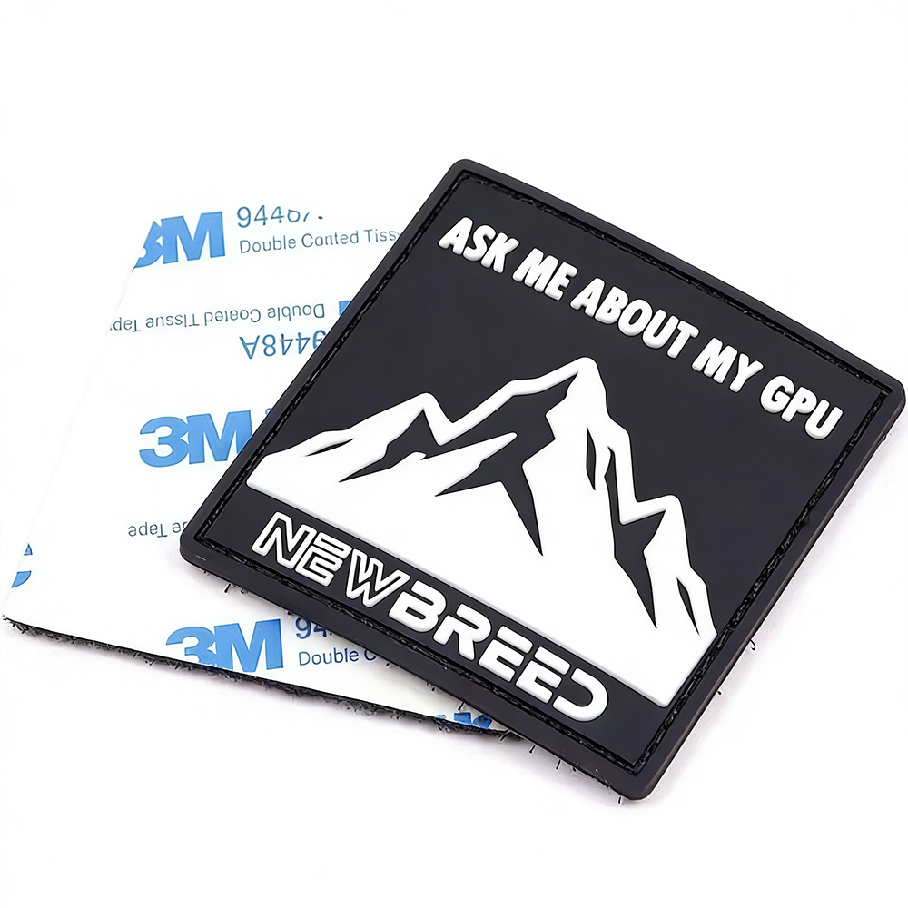 Rubber PVC Badges Cheap Custom Brand Logo Black Embossed Soft 3d Patches for Hats