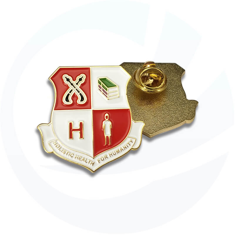Iron Stamping Gold Red Souvenir Badge Lapel Pin
