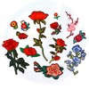 Wholesale Custom Embroidery Flower Patches Rose Iron On Patches Flowers Applique Clothes Patch