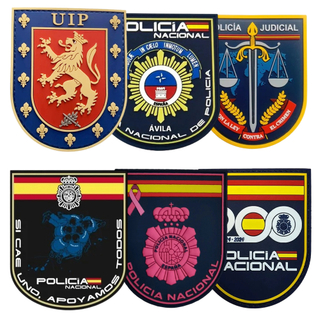 Spain Factory Custom Government Department PVC Patch Silicone Rubber Logo Badges Embossed Soft Label 3D Patches for Clothing