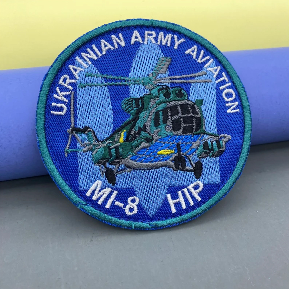 Wholesale Full Embroidery Ukrainian Air Force Aircraft Flight Hook And Loop Patches Bags Custom Iron on Embroidery Logo for Clothing