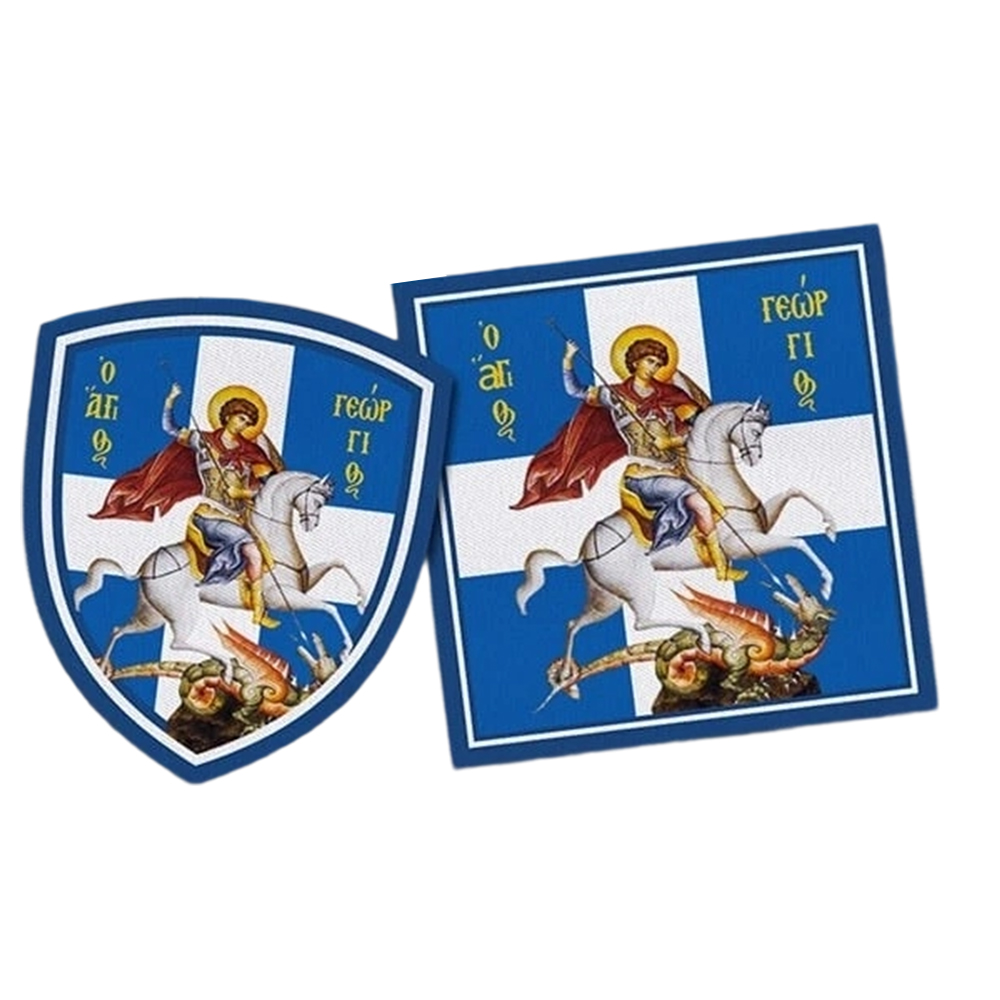 High Quality Custom UV Printed GREEK PVC Patch for Hat 3D Colorful with Cover Border and Loop & Hook Backing